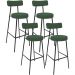 Kit 04 Banquetas Alta Bar Cozinha Sala De Jantar Em Aço Milão F01 Suede Verde Musgo - Lyam Decor