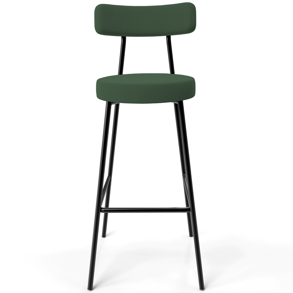 Kit 04 Banquetas Alta Bar Cozinha Sala De Jantar Em Aço Milão F01 Suede Verde Musgo - Lyam Decor