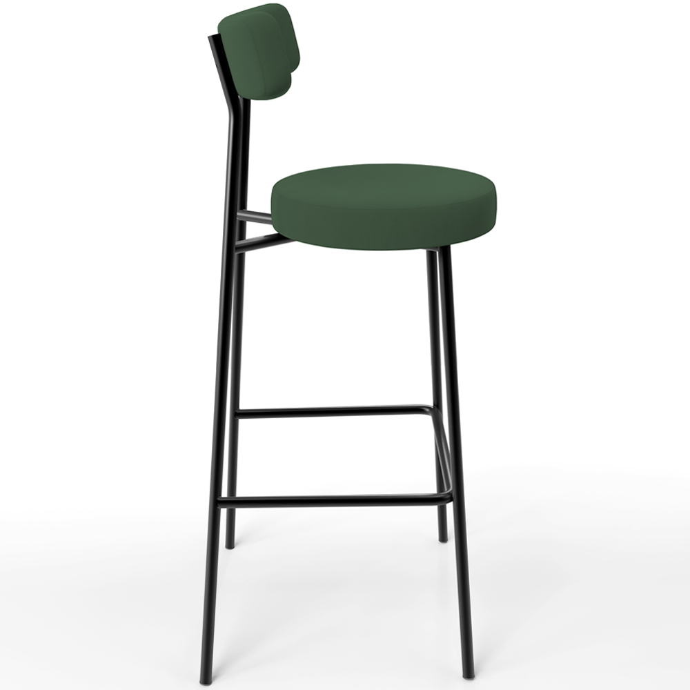 Kit 04 Banquetas Alta Bar Cozinha Sala De Jantar Em Aço Milão F01 Suede Verde Musgo - Lyam Decor