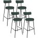 Kit 04 Banquetas Alta Bar Cozinha Sala De Jantar Em Aço Milão L02 Linho Verde Musgo - Lyam Decor
