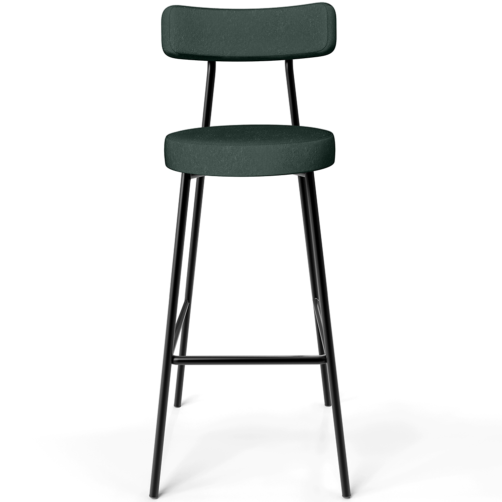 Kit 04 Banquetas Alta Bar Cozinha Sala De Jantar Em Aço Milão L02 Linho Verde Musgo - Lyam Decor