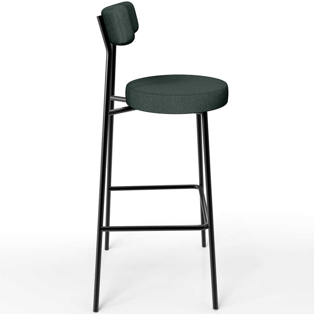 Kit 04 Banquetas Alta Bar Cozinha Sala De Jantar Em Aço Milão L02 Linho Verde Musgo - Lyam Decor