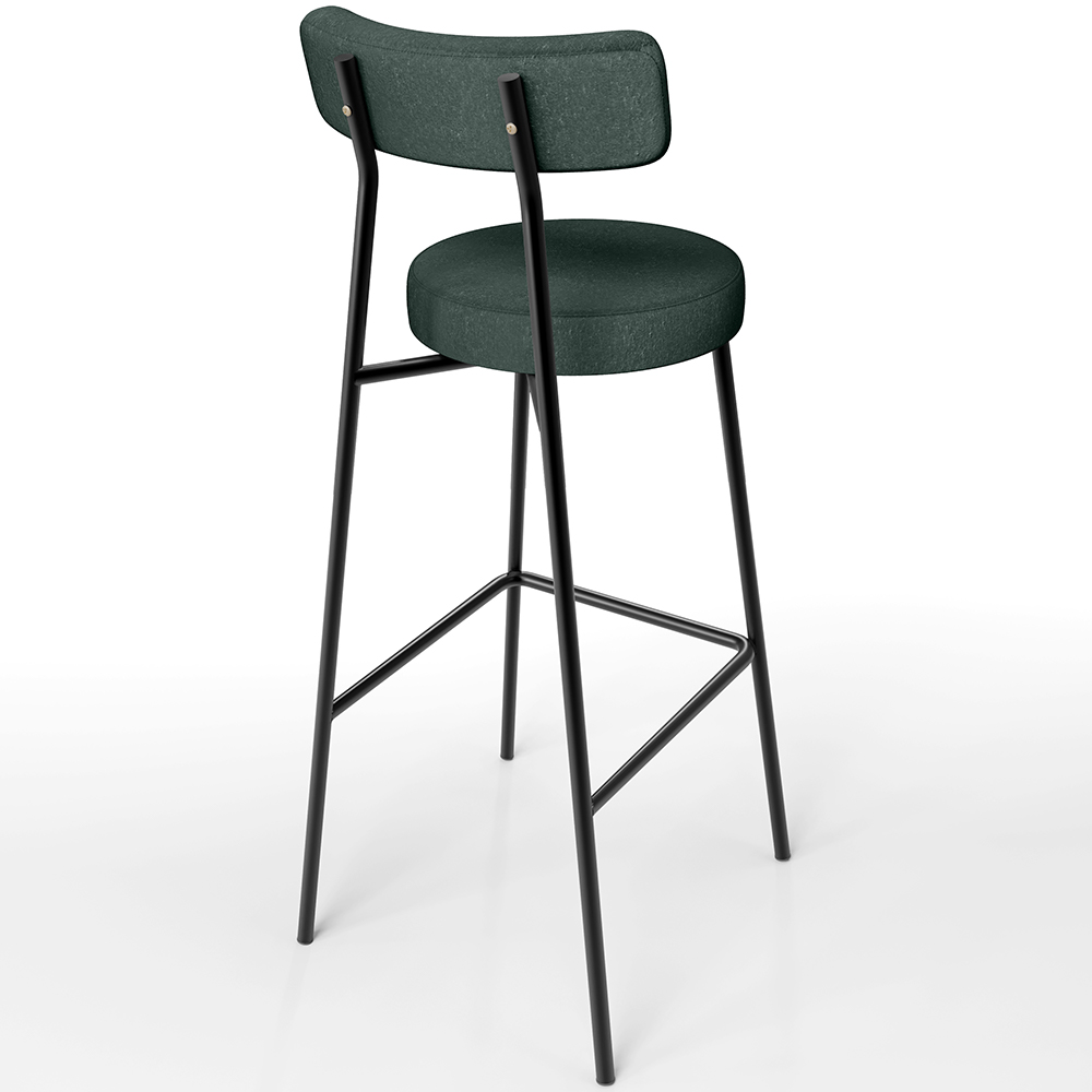 Kit 04 Banquetas Alta Bar Cozinha Sala De Jantar Em Aço Milão L02 Linho Verde Musgo - Lyam Decor
