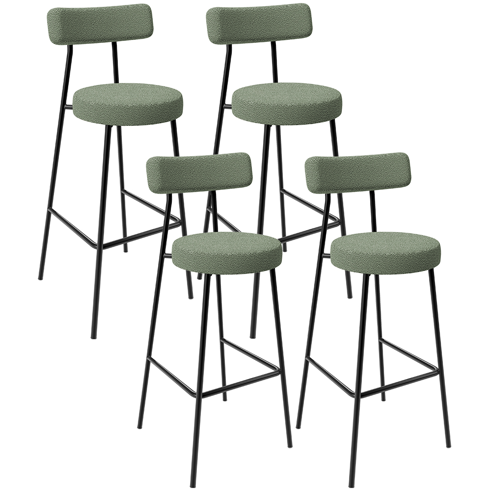 Kit 04 Banquetas Alta Bar Cozinha Sala De Jantar Estrutura Em Aço Milão L02 Bouclê Oliva - Lyam Decor