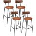 Kit 04 Banquetas Alta Bar Cozinha Sala De Jantar Milão L02 Couríssimo Marrom Camel - Lyam Decor