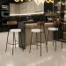 Kit 04 Banquetas Alta Bar Cozinha Sala De Jantar Milão L02 Couríssimo Marrom Linho Cru - Lyam Decor
