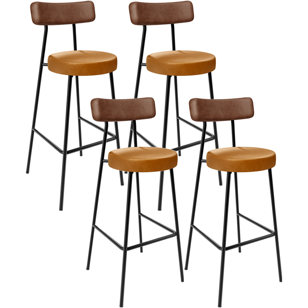 Kit 04 Banquetas Alta Bar Cozinha Sala De Jantar Milão L02 Couríssimo Marrom Whisky - Lyam Decor