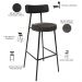 Kit 04 Banquetas Alta Bar Cozinha Sala De Jantar Milão L02 Couríssimo Preto Linho Chumbo - Lyam Decor