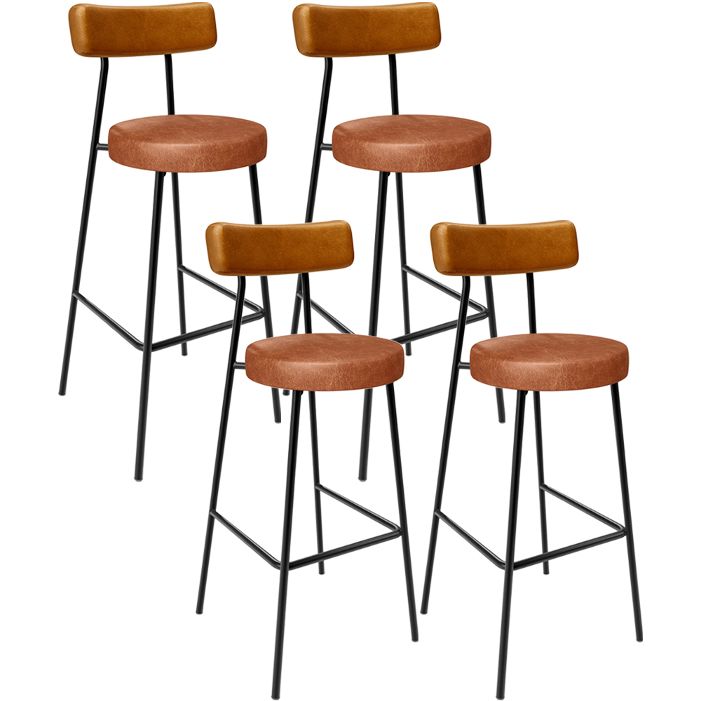Kit 04 Banquetas Alta Bar Cozinha Sala De Jantar Milão L02 Couríssimo Whisky Camel - Lyam Decor