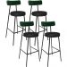 Kit 04 Banquetas Alta Bar Cozinha Sala De Jantar Milão L02 Facto Verde Couríssimo Preto - Lyam Decor