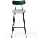 Kit 04 Banquetas Alta Bar Cozinha Sala De Jantar Milão L02 Facto Verde Musgo Linho Cinza - Lyam Decor