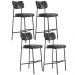 Kit 04 Banquetas Alta Bar Cozinha Sala De Jantar Preto Elira L02 Couríssimo Preto - Lyam Decor