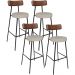 Kit 04 Banquetas Alta Bar Cozinha Sala Jantar Milão L02 Couríssimo Marrom Linho Bege - Lyam Decor