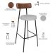 Kit 04 Banquetas Alta Bar Cozinha Sala Jantar Milão L02 Couríssimo Marrom Linho Cinza - Lyam Decor