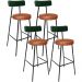 Kit 04 Banquetas Alta Bar Cozinha Sala Jantar Milão L02 Facto Verde Couríssimo Camel - Lyam Decor