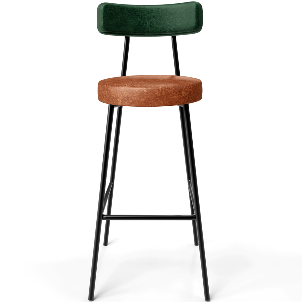 Kit 04 Banquetas Alta Bar Cozinha Sala Jantar Milão L02 Facto Verde Couríssimo Camel - Lyam Decor