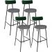 Kit 04 Banquetas Alta Bar Cozinha Sala Jantar Milão L02 Facto Verde Linho Cinza Escuro - Lyam Decor