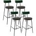 Kit 04 Banquetas Alta Bar Cozinha Sala Jantar Milão L02 Facto Verde Musgo Linho Chumbo - Lyam Decor