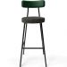 Kit 04 Banquetas Alta Bar Cozinha Sala Jantar Milão L02 Facto Verde Musgo Linho Chumbo - Lyam Decor