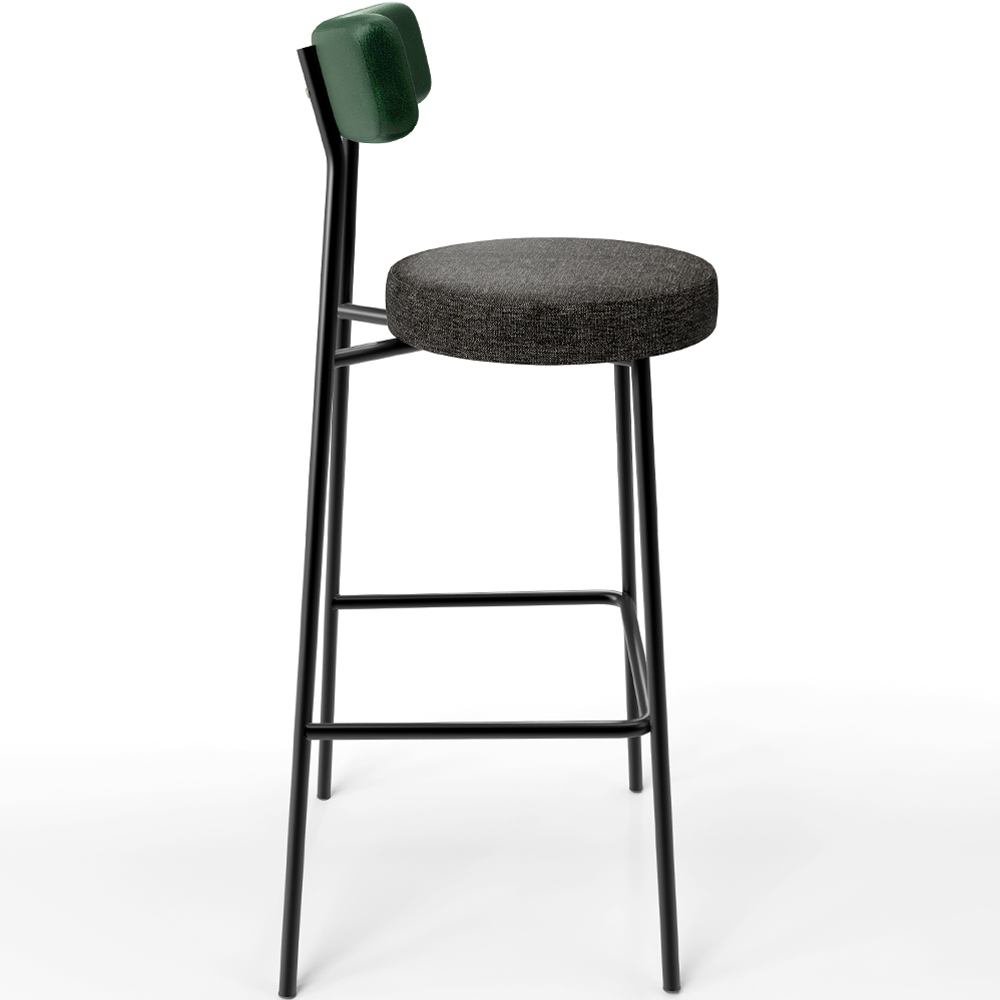 Kit 04 Banquetas Alta Bar Cozinha Sala Jantar Milão L02 Facto Verde Musgo Linho Chumbo - Lyam Decor