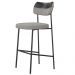 Kit 04 Banquetas Alta Bar Cozinha Sala Jantar Preto Elira L02 Couríssimo Preto Linho Cinza - Lyam Decor