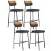 Kit 04 Banquetas Alta Bar Cozinha Sala Jantar Whisky Elira L02 Couríssimo Whisky Linho Chumbo - Lyam Decor