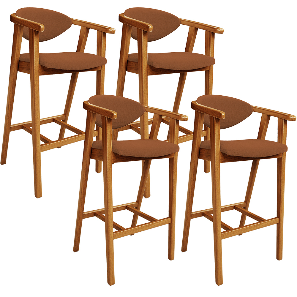 Kit 04 Banquetas Alta Cozinha Bancada Bar Sala de Jantar Fixa Cecília L02 Bouclê Terracota - Lyam