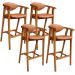 Kit 04 Banquetas Alta Cozinha Bancada Bar Sala de Jantar Fixa Cecília L02 Couríssimo Camel - Lyam