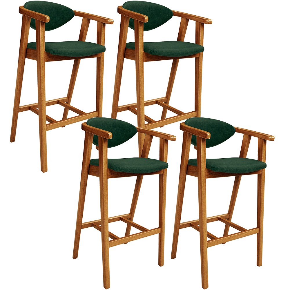 Kit 04 Banquetas Alta Cozinha Bancada Bar Sala de Jantar Fixa Cecília L02 Facto Verde Musgo - Lyam