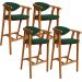 Kit 04 Banquetas Alta Cozinha Bancada Bar Sala de Jantar Fixa Cecília L02 Suede Verde Musgo - Lyam