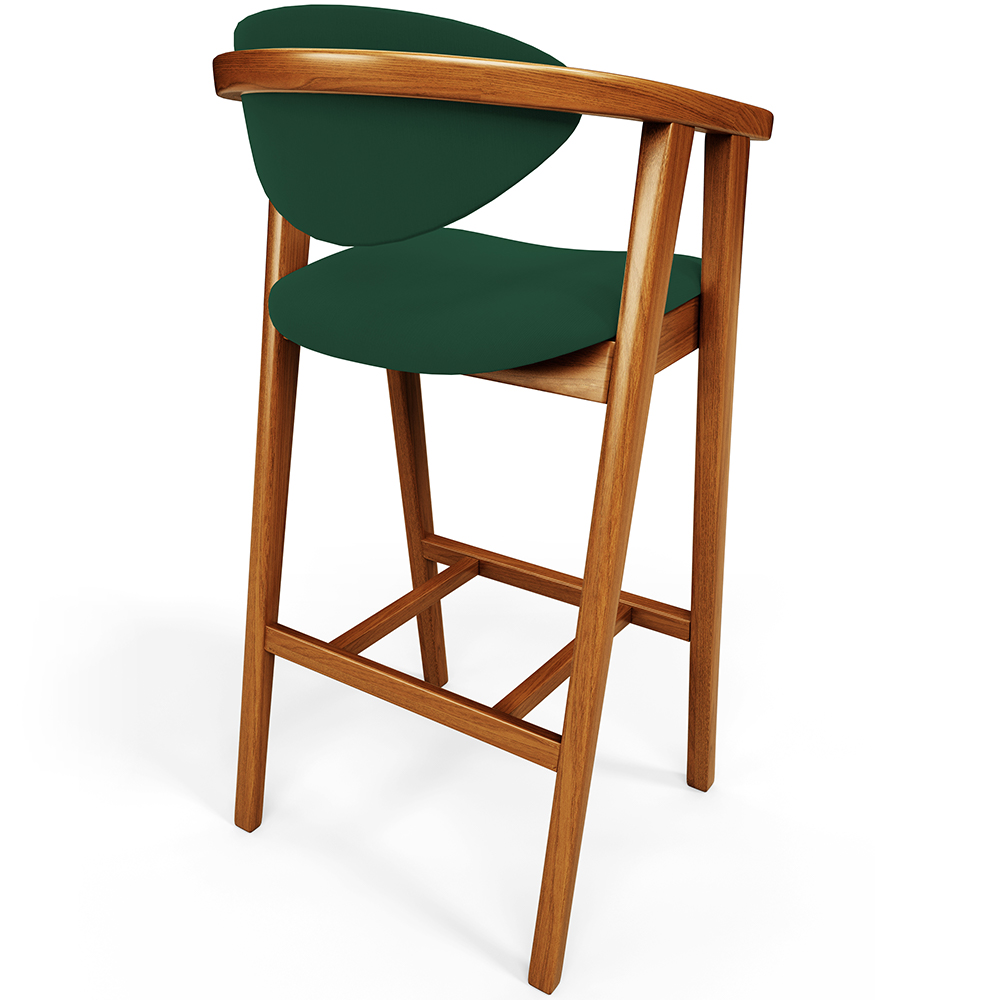 Kit 04 Banquetas Alta Cozinha Bancada Bar Sala de Jantar Fixa Cecília L02 Suede Verde Musgo - Lyam