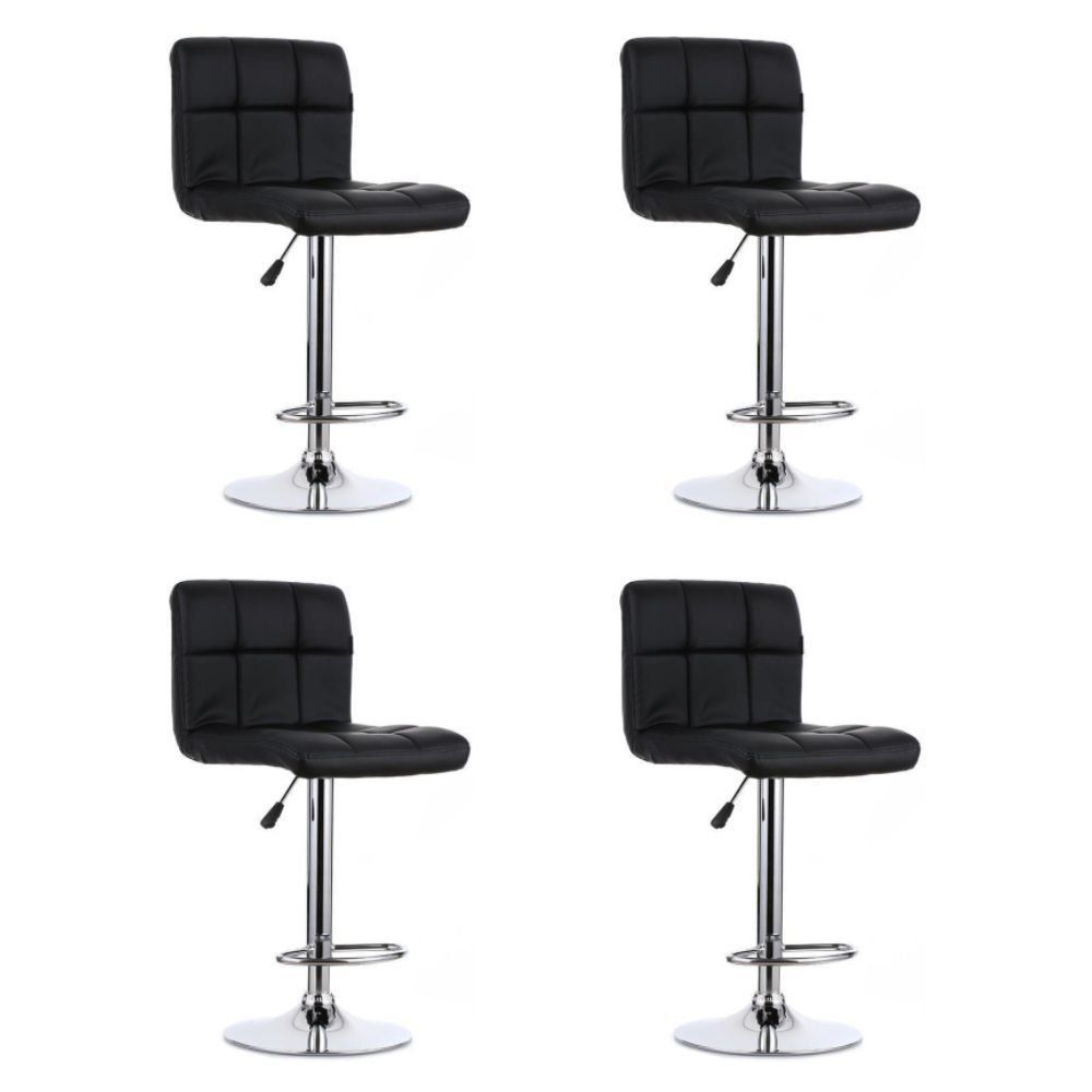 Kit 04 Banquetas Alta Estofada Para Cozinha Vox F03 Preto - Lyam Decor