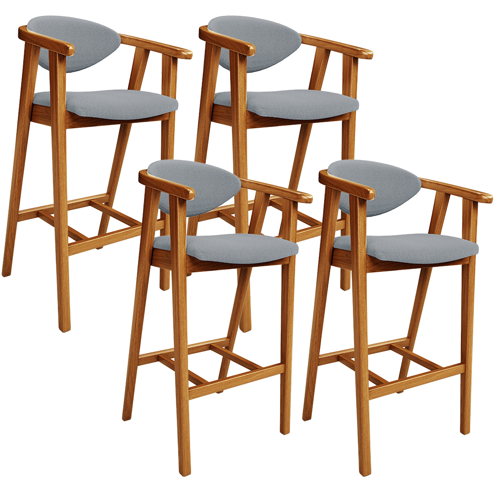 Kit 04 Banquetas Alta Para Cozinha Bancada Bar Sala de Jantar Fixa Cecília L02 Bouclê Cinza - Lyam