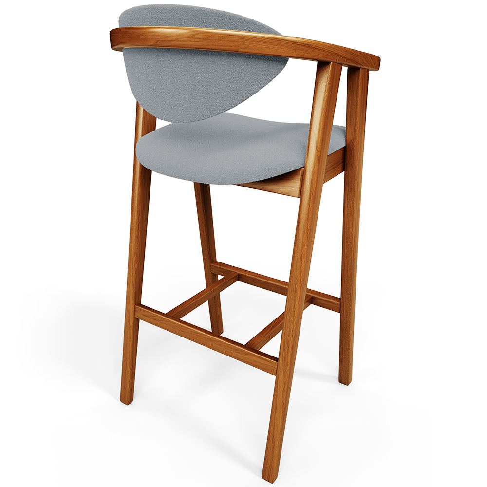 Kit 04 Banquetas Alta Para Cozinha Bancada Bar Sala de Jantar Fixa Cecília L02 Bouclê Cinza - Lyam