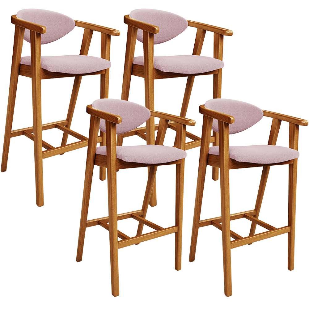 Kit 04 Banquetas Alta Para Cozinha Bancada Bar Sala de Jantar Fixa Cecília L02 Bouclê Rosê - Lyam
