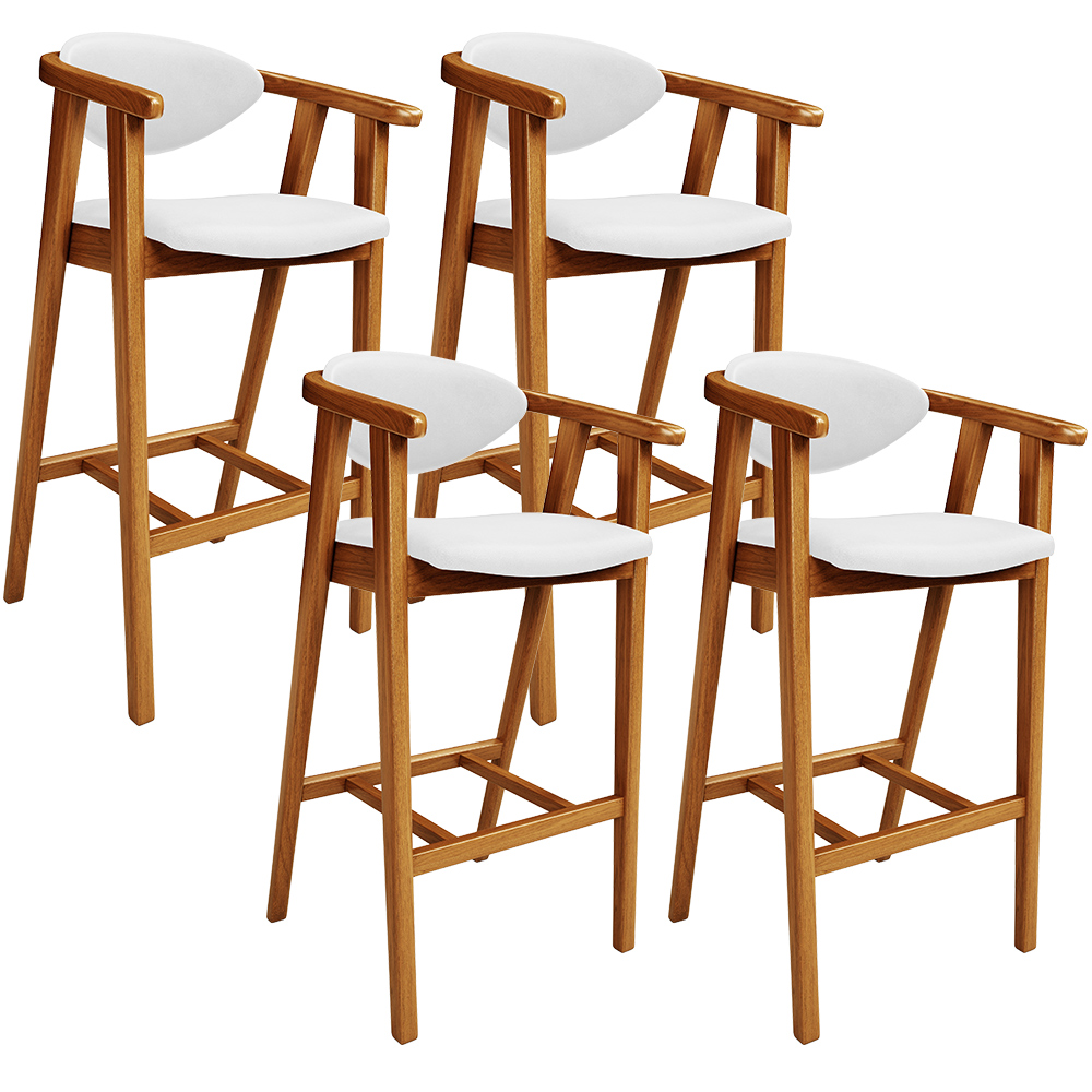 Kit 04 Banquetas Alta Para Cozinha Bancada Bar Sala de Jantar Fixa Cecília L02 Facto Branco - Lyam