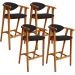 Kit 04 Banquetas Alta Para Cozinha Bancada Bar Sala de Jantar Fixa Cecília L02 Suede Preto - Lyam