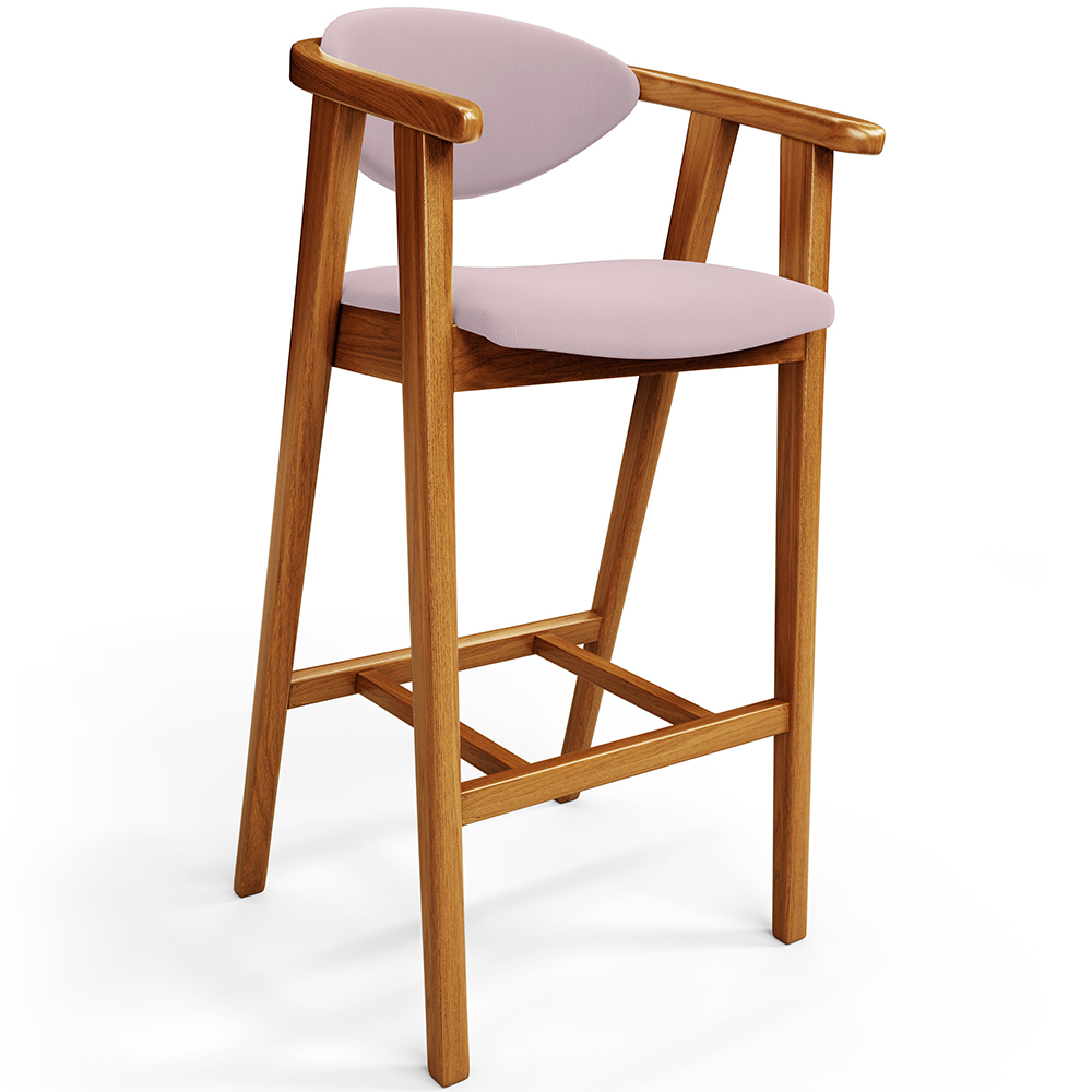 Kit 04 Banquetas Alta Para Cozinha Bancada Bar Sala de Jantar Fixa Cecília L02 Suede Rosê - Lyam