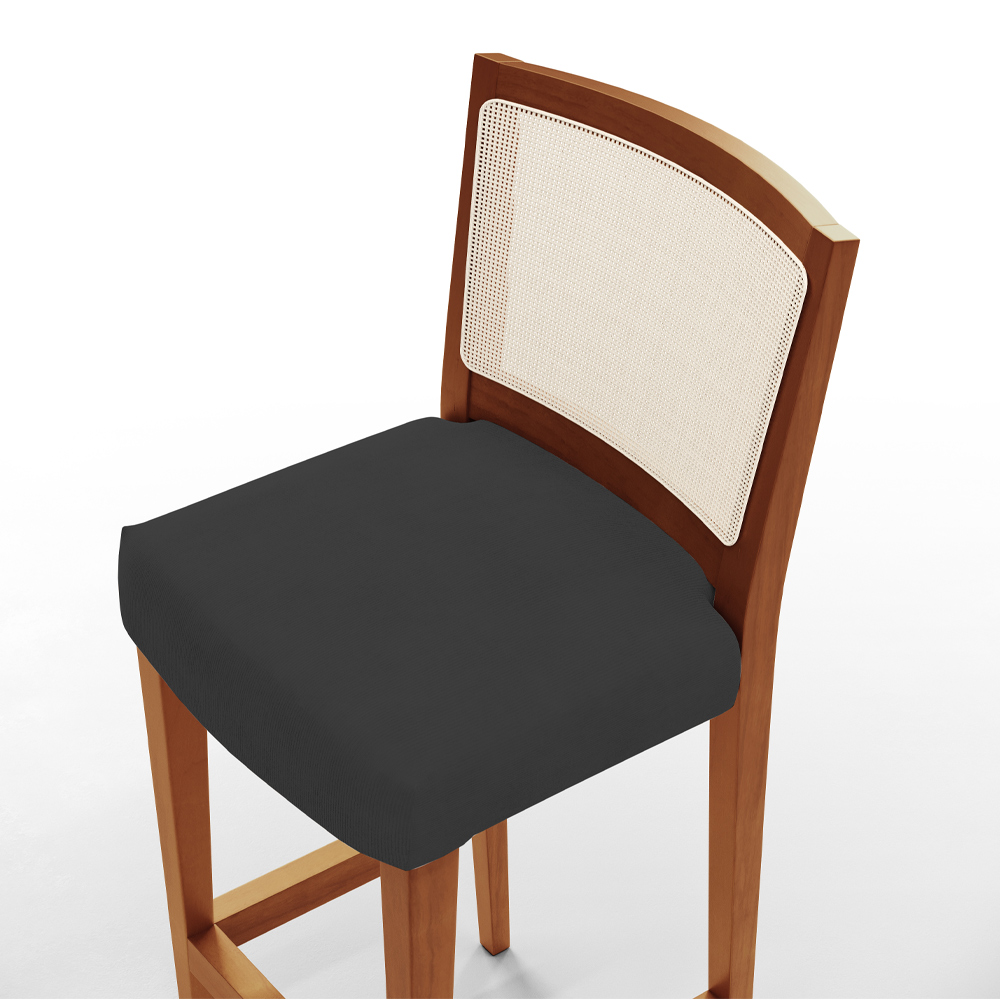 Kit 04 Banquetas Alta Para Cozinha Encosto em Tela Branco Zion L02 Suede Preto - Lyam Decor
