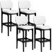 Kit 04 Banquetas Alta Para Cozinha Madeira Fixa Betta L02 Preto Facto Branco - Lyam Decor