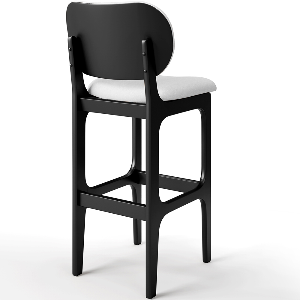 Kit 04 Banquetas Alta Para Cozinha Madeira Fixa Betta L02 Preto Facto Branco - Lyam Decor