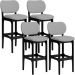 Kit 04 Banquetas Alta Para Cozinha Madeira Fixa Betta L02 Preto Facto Cinza - Lyam Decor