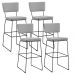 Kit 04 Banquetas Alta Para Cozinha Sala De Jantar Base Aço Fixa Allana L02 Linho Cinza - Lyam Decor