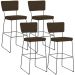Kit 04 Banquetas Alta Para Cozinha Sala De Jantar Base Em Aço Allana L02 Suede Marrom - Lyam Decor