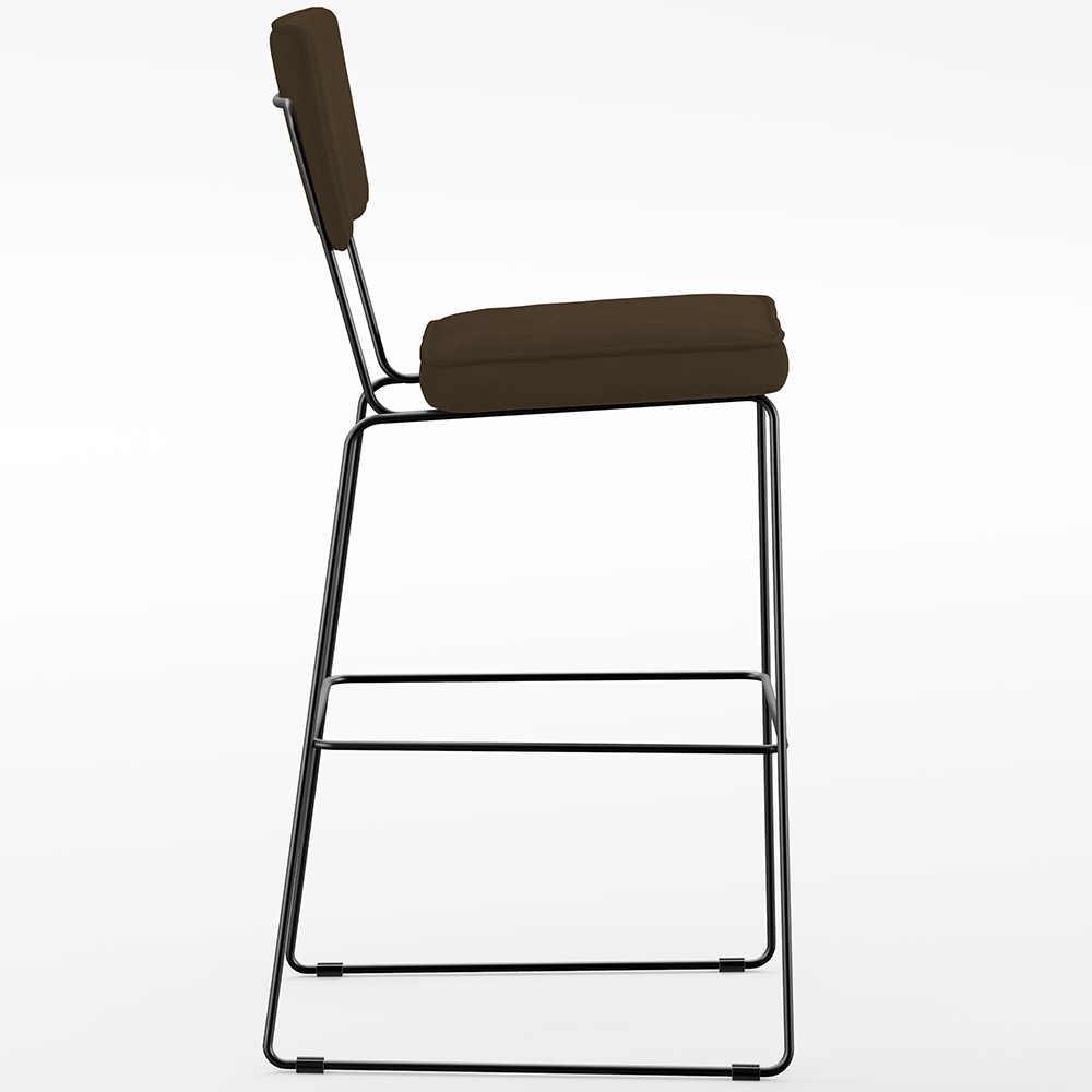 Kit 04 Banquetas Alta Para Cozinha Sala De Jantar Base Em Aço Allana L02 Suede Marrom - Lyam Decor