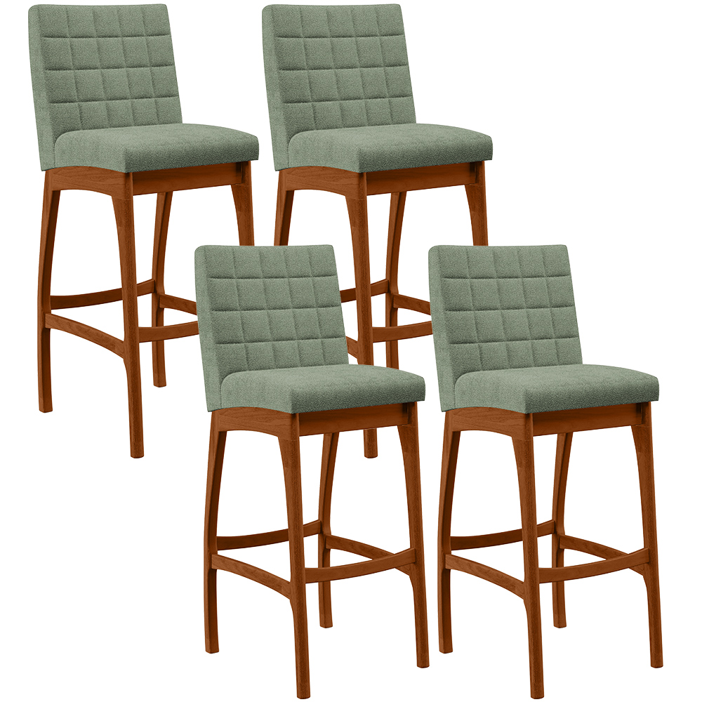 Kit 04 Banquetas Alta Para Cozinha Sala De Jantar Fixa Mila L02 Bouclê Oliva - Lyam Decor
