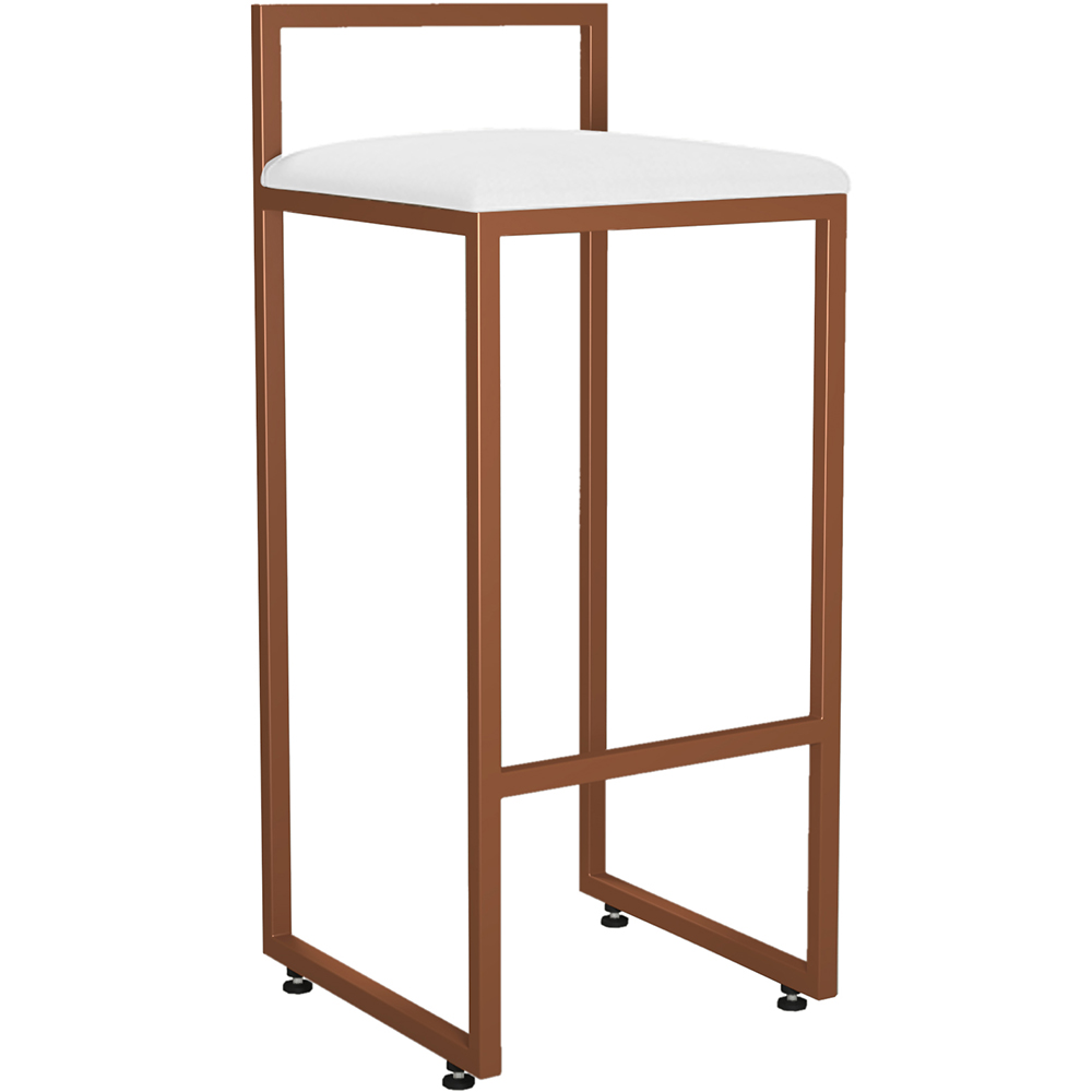 Kit 04 Banquetas Alta Para Cozinha Sala De Jantar Hanna L02 Bronze Corano Branco - Lyam Decor