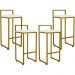 Kit 04 Banquetas Alta Para Cozinha Sala De Jantar Hanna L02 Dourado Corano Branco - Lyam Decor
