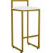 Kit 04 Banquetas Alta Para Cozinha Sala De Jantar Hanna L02 Dourado Corano Branco - Lyam Decor