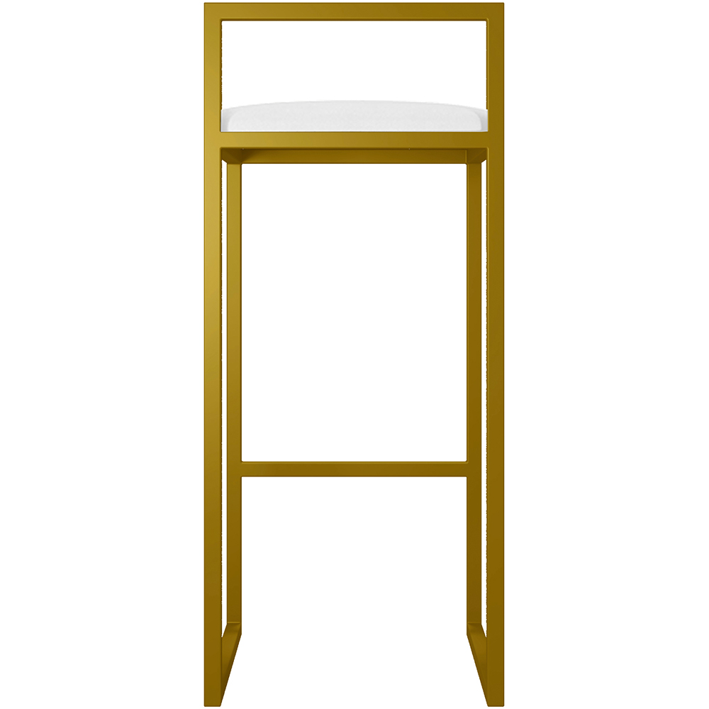 Kit 04 Banquetas Alta Para Cozinha Sala De Jantar Hanna L02 Dourado Corano Branco - Lyam Decor